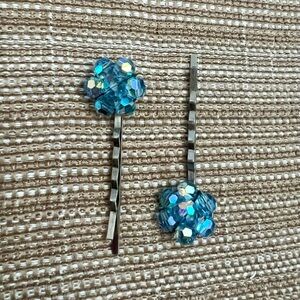 Blue Beaded Hair Pins